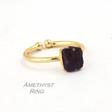 Raw Amethyst Birthstone Necklace and Adjustable Ring