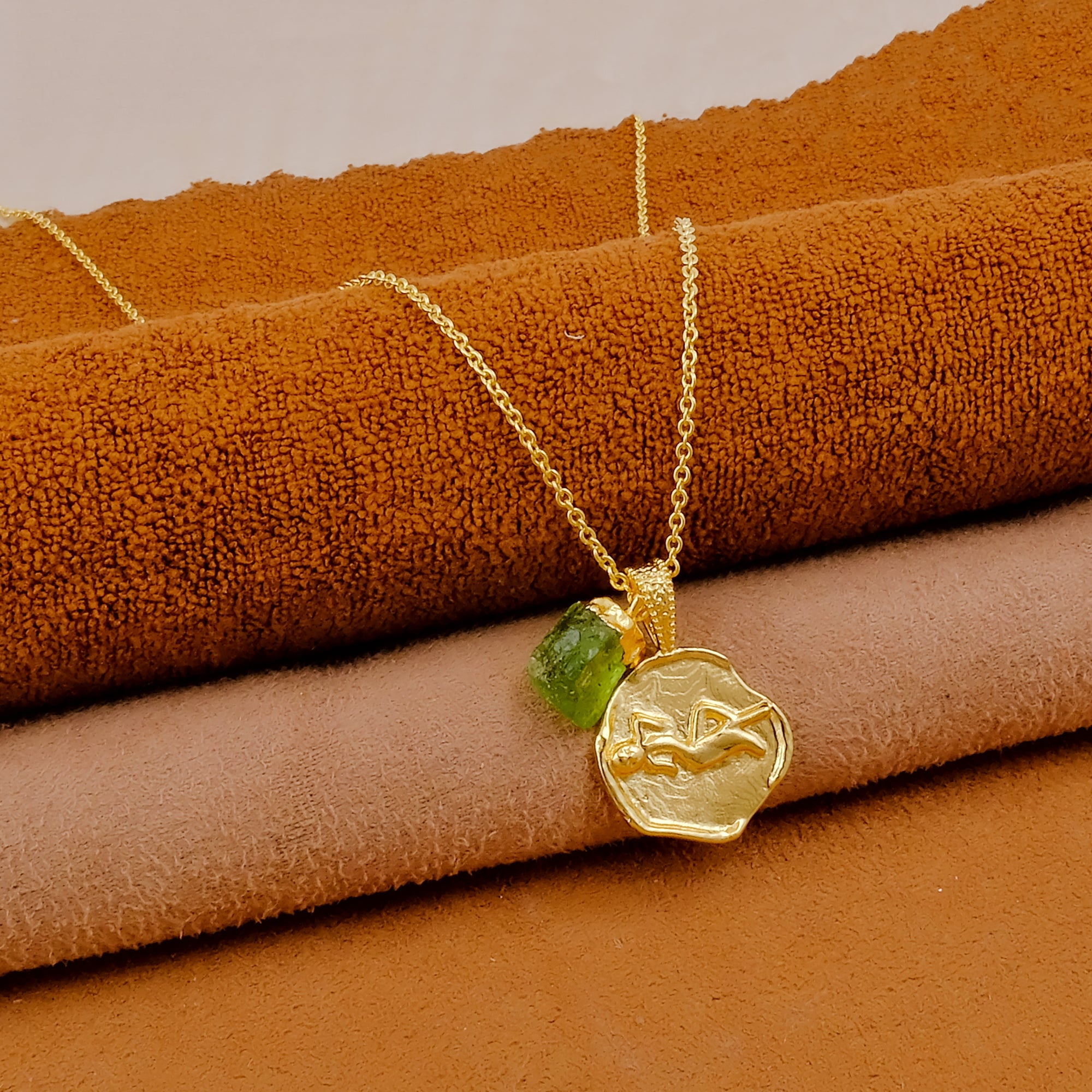 Ruby Gemstone Necklace Zodiac Sign Necklace Gold Plated Chain Necklace Peridot