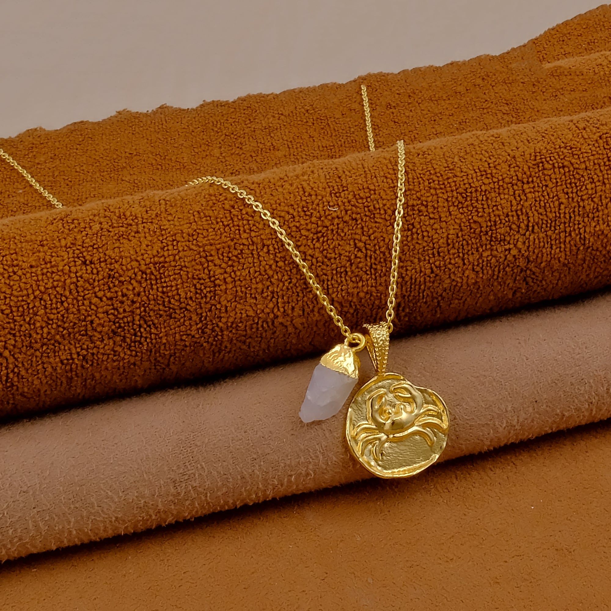 Ruby Gemstone Necklace Zodiac Sign Necklace Gold Plated Chain Necklace Moonstone