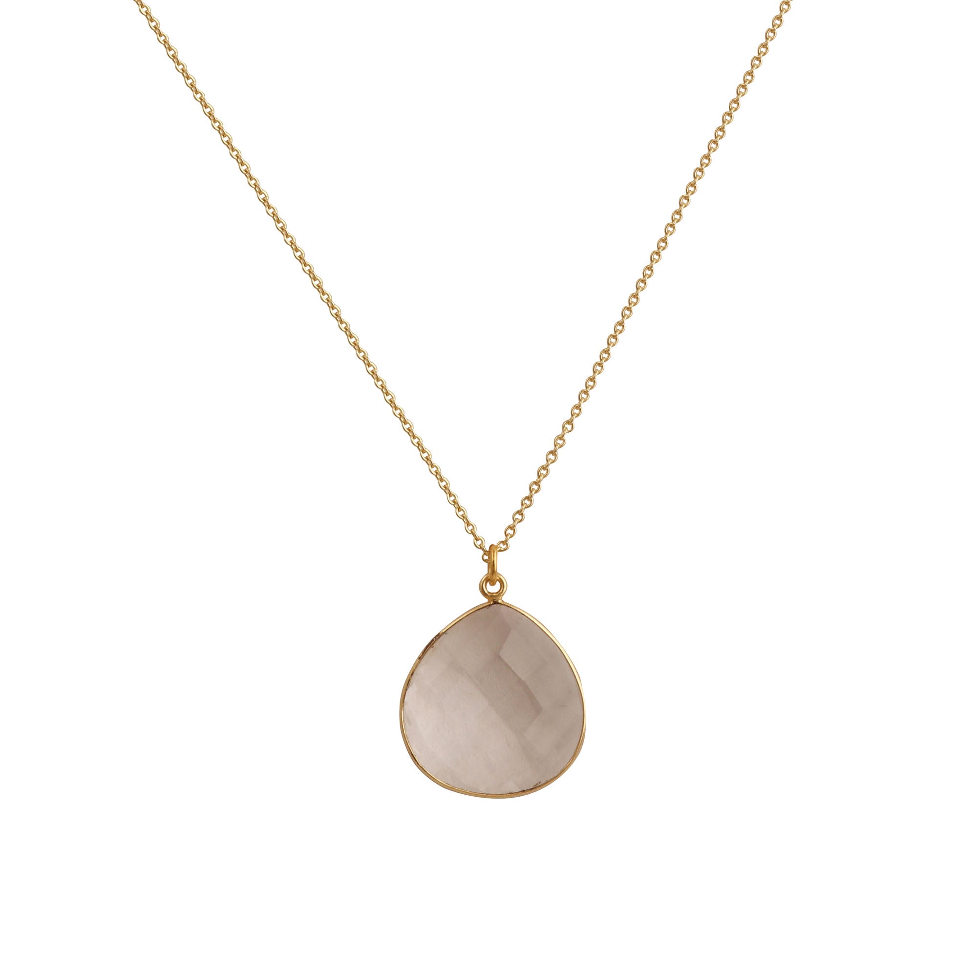 Black Onyx Pendant Necklace Teardrop Gemstone Gold Plated Chain Minimalist Necklace