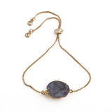 Gold Plated Adjustable Bracelet with Natural Blue Geode Gemstone 5370