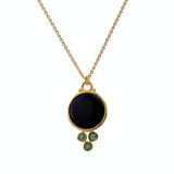 18K Gold Plated Black Onyx Necklace with Lemon Topaz Rounds 5384