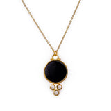 Black Onyx Pendant Gold Plated Dainty Red Garnet Gemstone Charm Necklace 5384