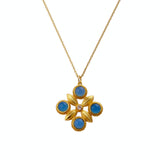 Natural Ink Blue Chalcedony Gold Plated Chain Necklace
