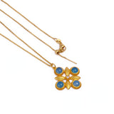 Natural Ink Blue Chalcedony Gold Plated Chain Necklace