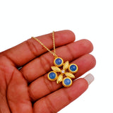 Natural Ink Blue Chalcedony Gold Plated Chain Necklace