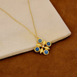 Natural Ink Blue Chalcedony Gold Plated Chain Necklace