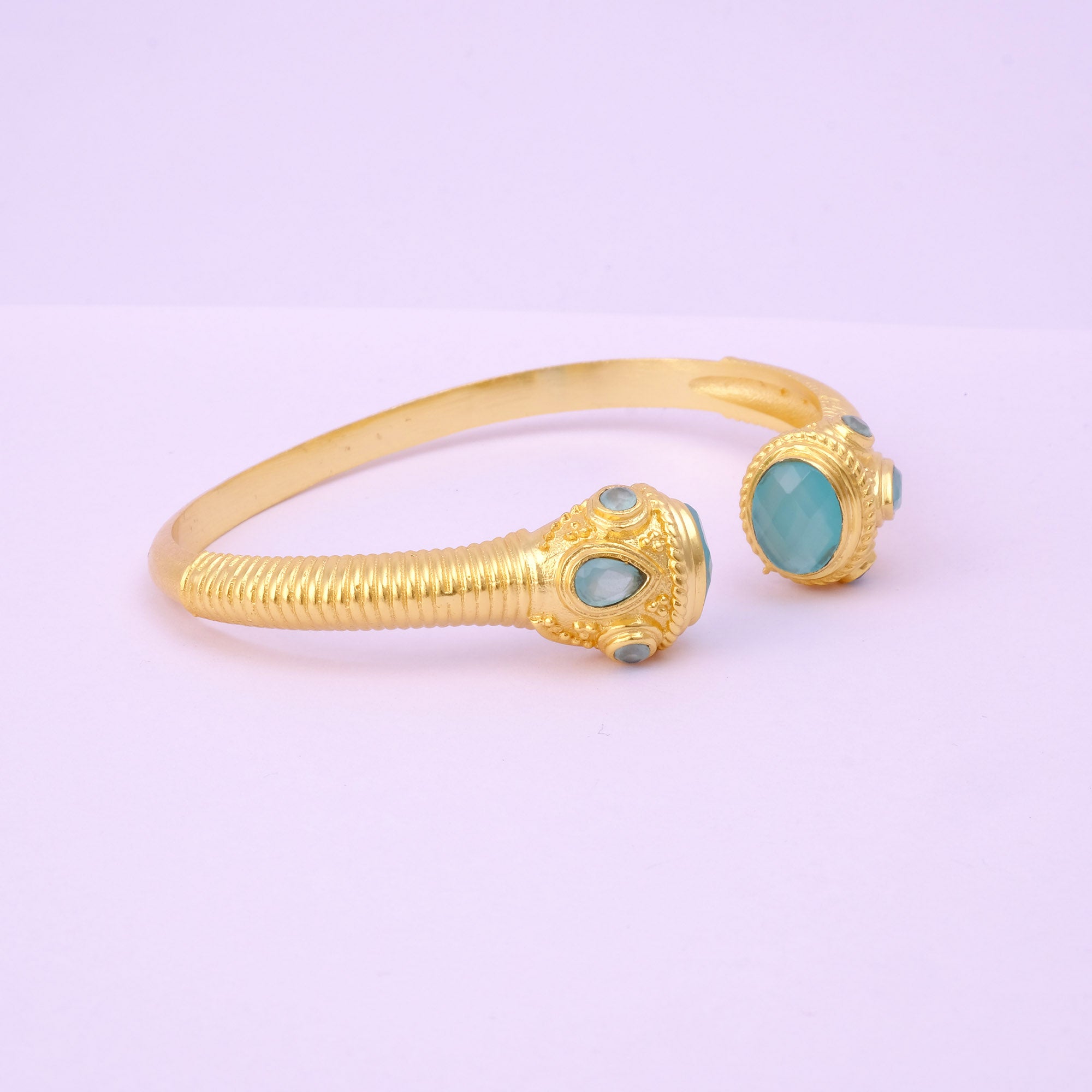 Peridot Gemstone Bangle Gold Plated Textured Open Cuff Bangle Handmade Statement Bangle