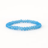 Sky Blue Quartz Gemstone Beads Bracelet, Handmade Stretchy, Roundel Stackable Personalized Gift, EJ-2097