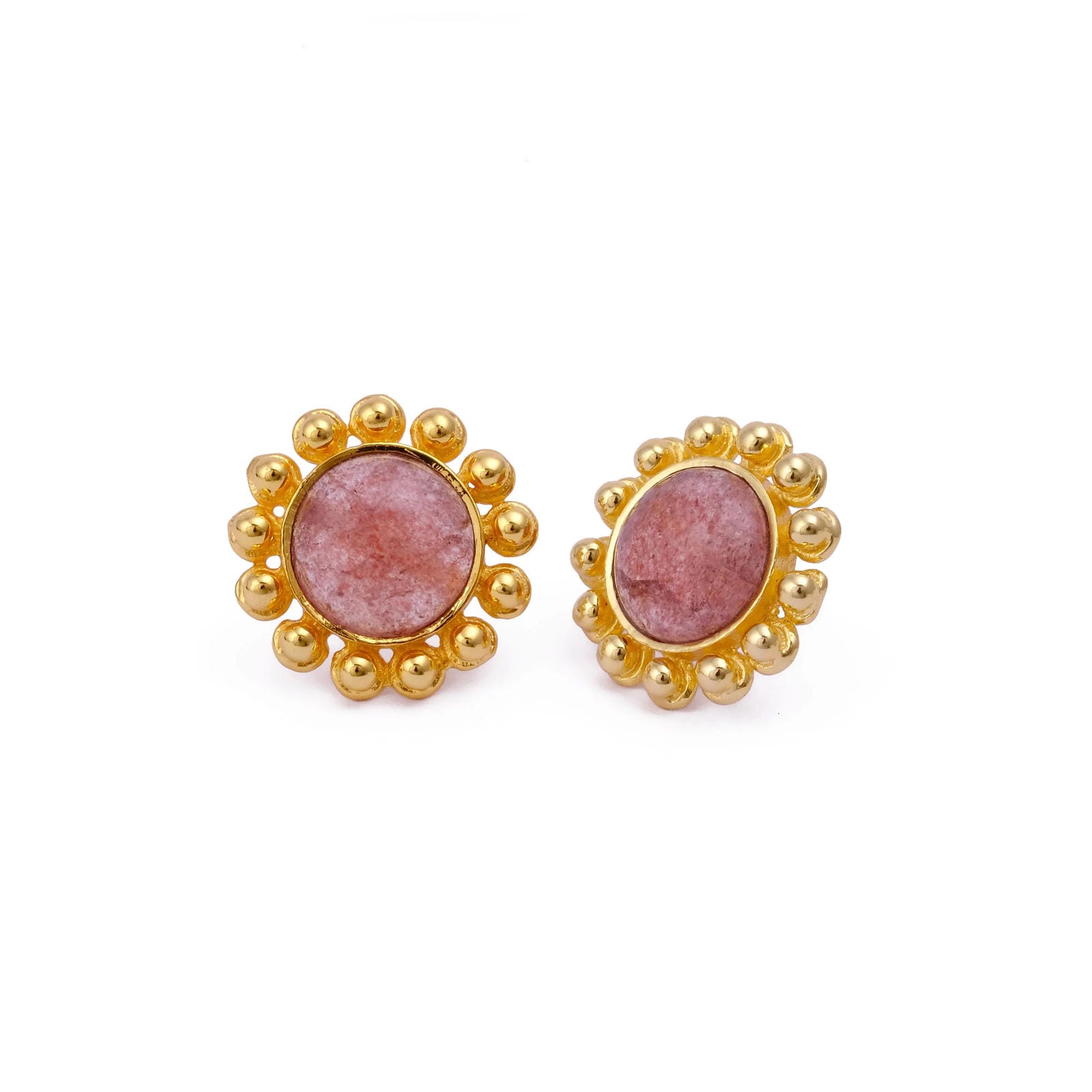 Turquoise Gemstone Earring, Gold Plated Earring, Flower Design Earring