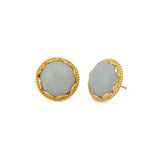 Amazonite Gemstone Studs Gold Plated Earrings Round Handmade Earrings
