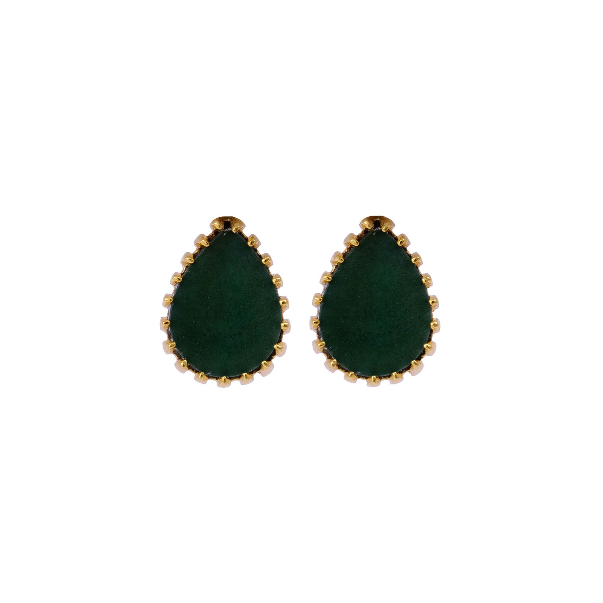 Dendrite Opal Stud Earring Gold Plated Prong Setting Gemstone Handmade Earring
