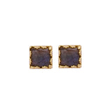 Labradorite Gemstone Earrings Stud, Square Shape Stud Earring, Gold Plated Stud Earring C
