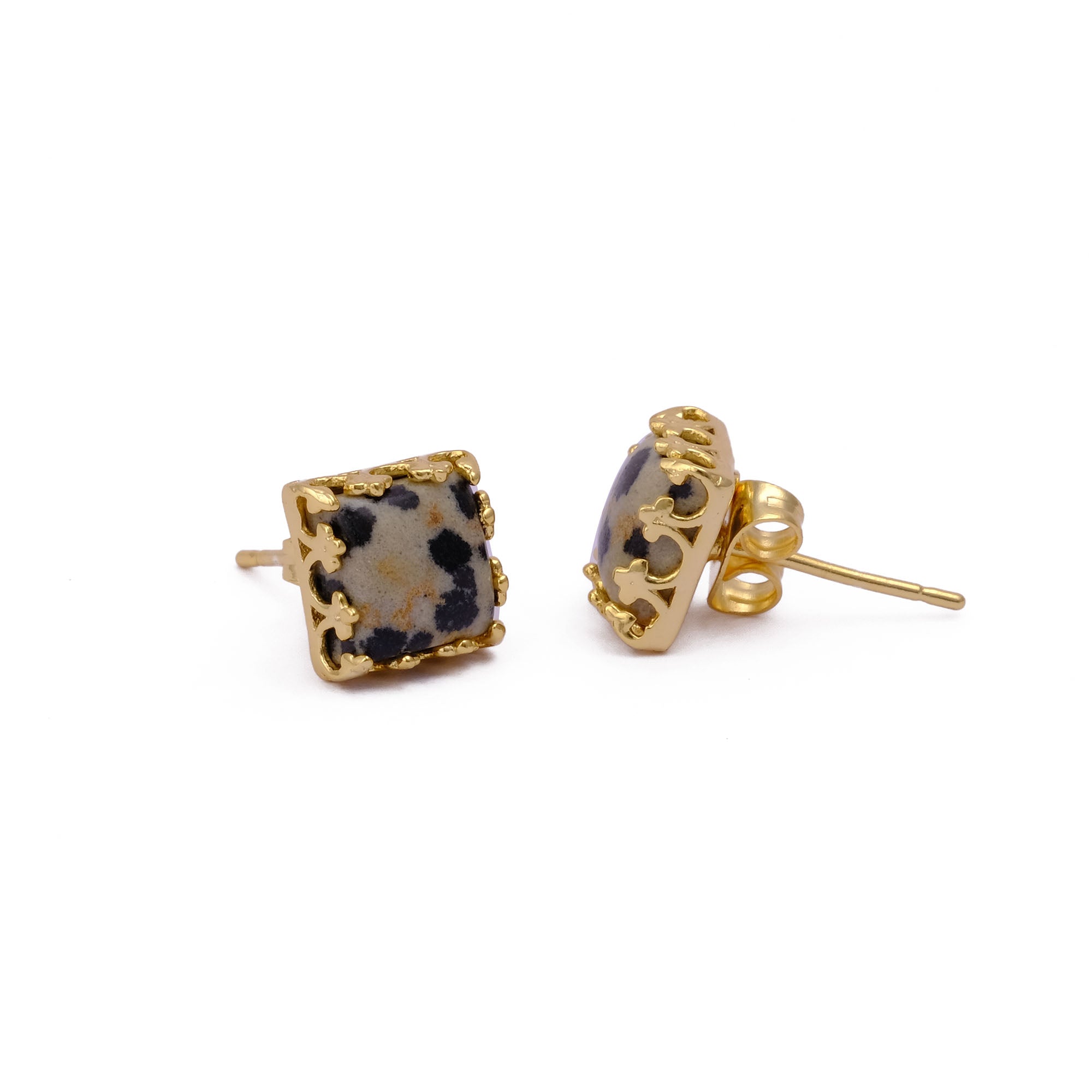 Labradorite Gemstone Earrings Stud, Square Shape Stud Earring, Gold Plated Stud Earring C