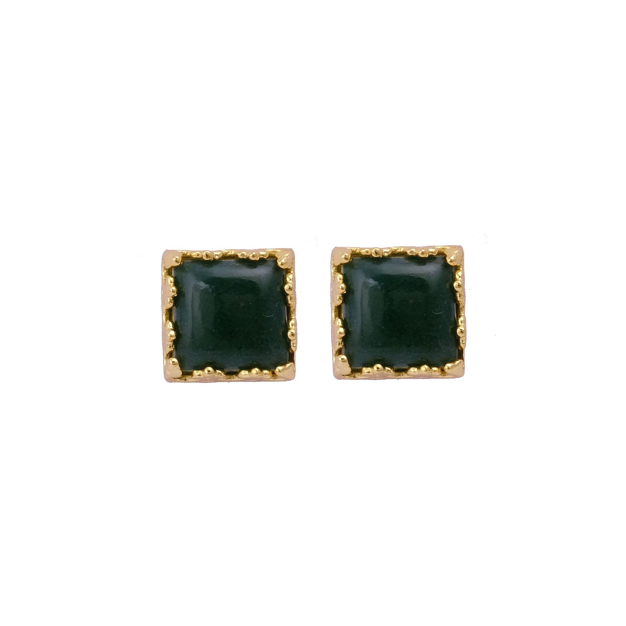 Labradorite Gemstone Earrings Stud, Square Shape Stud Earring, Gold Plated Stud Earring C Green Onyx