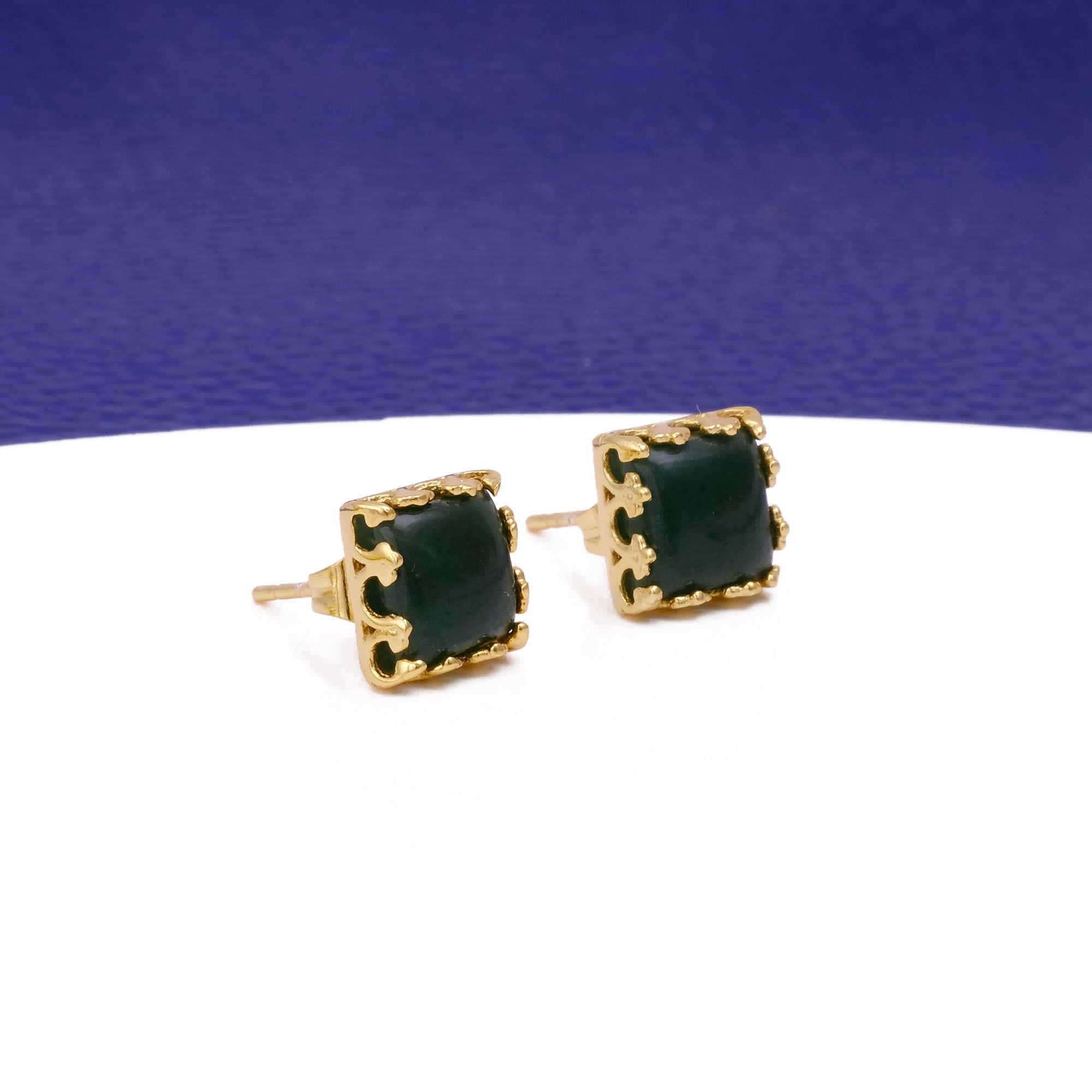 Labradorite Gemstone Earrings Stud, Square Shape Stud Earring, Gold Plated Stud Earring C