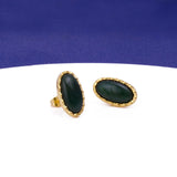 Green Onyx Gemstone Stud Oval Shape Stud Earring Gold Plated Push Back Stud Earring