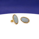 Green Onyx Gemstone Stud Oval Shape Stud Earring Gold Plated Push Back Stud Earring Amazonite