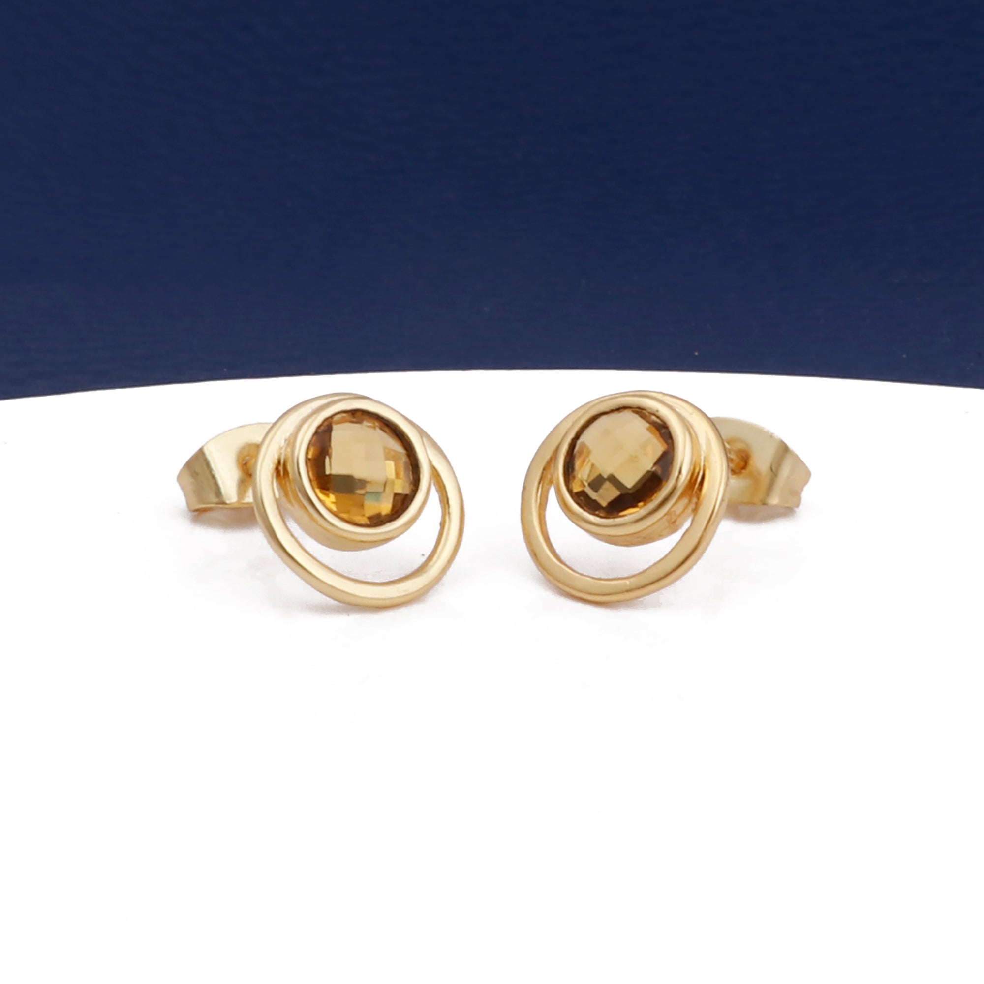Peridot Gemstone Stud Earrings Gold Plated Push Back Earrings Collet Setting Earring Pairs