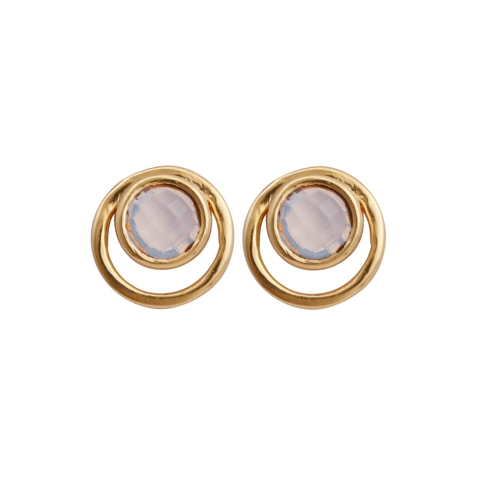 Peridot Gemstone Stud Earrings Gold Plated Push Back Earrings Collet Setting Earring Pairs
