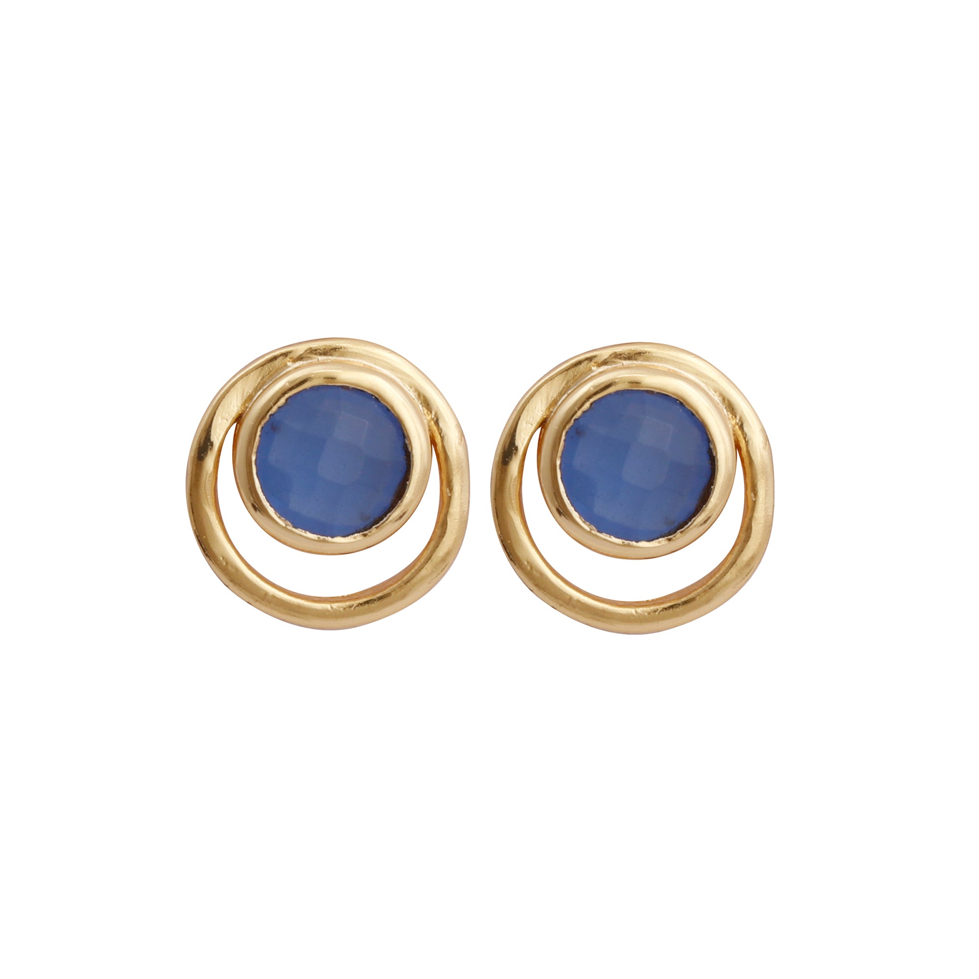 Peridot Gemstone Stud Earrings Gold Plated Push Back Earrings Collet Setting Earring Pairs