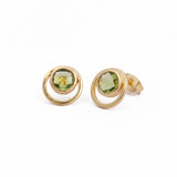 Peridot Gemstone Stud Earrings Gold Plated Push Back Earrings Collet Setting Earring Pairs Peridot