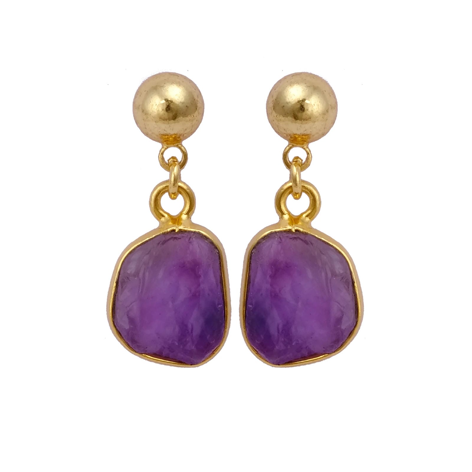 Raw Ruby Earrings Handmade Gold Plated Dangle Earrings Natural Rough Stone Birthstone Jewelry