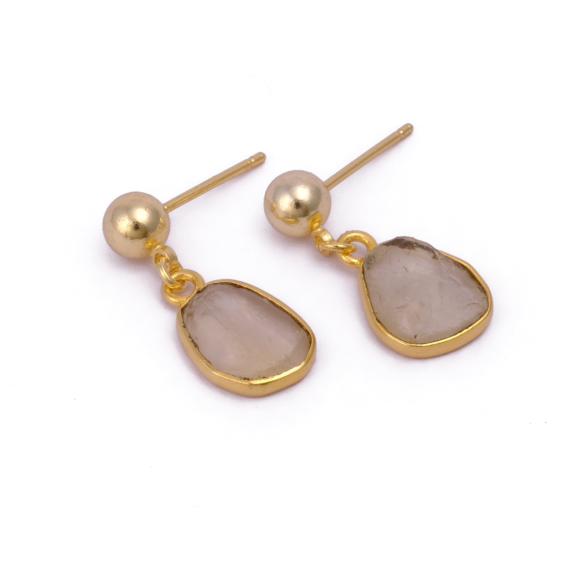 Raw Ruby Earrings Handmade Gold Plated Dangle Earrings Natural Rough Stone Birthstone Jewelry