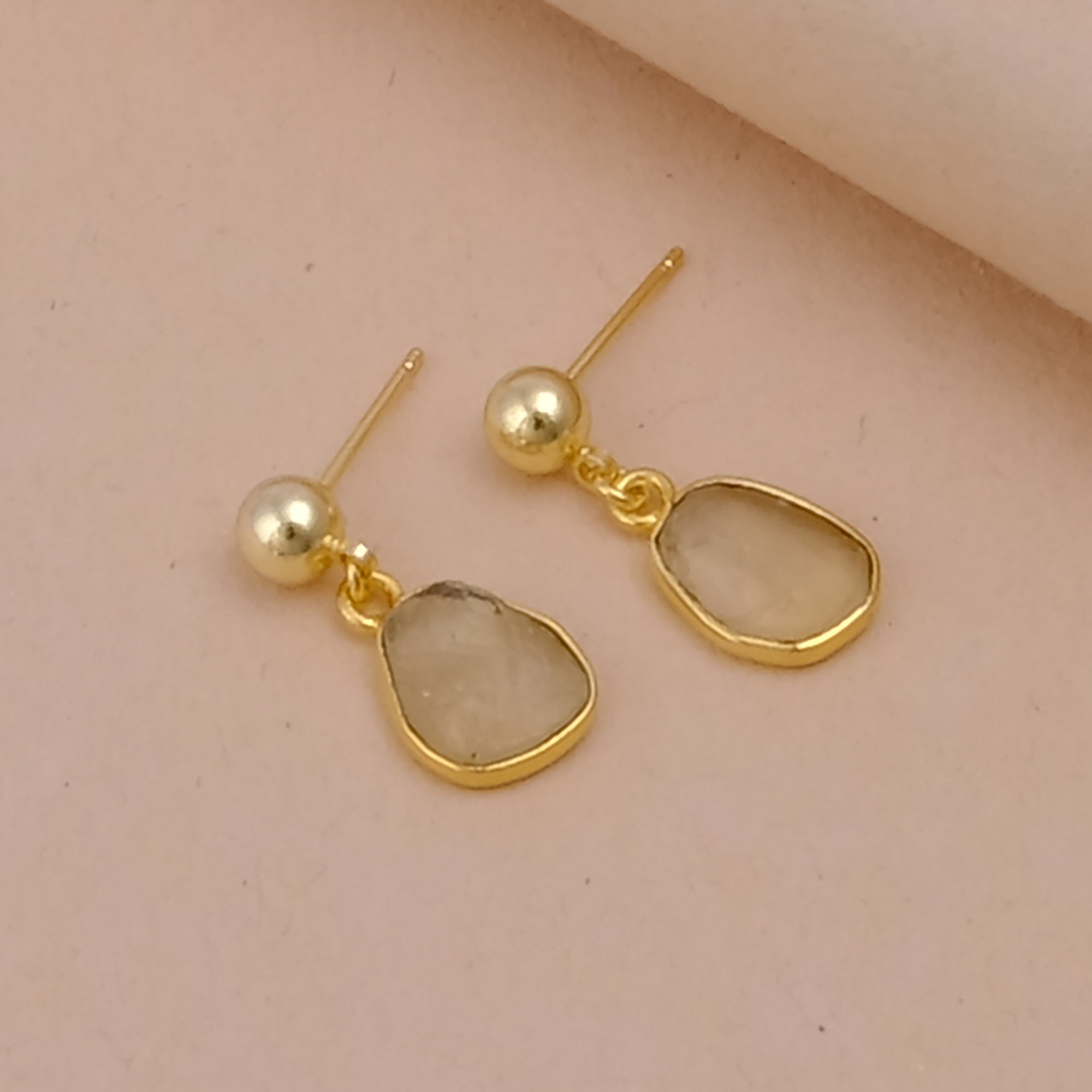 Raw Ruby Earrings Handmade Gold Plated Dangle Earrings Natural Rough Stone Birthstone Jewelry White Moonstone