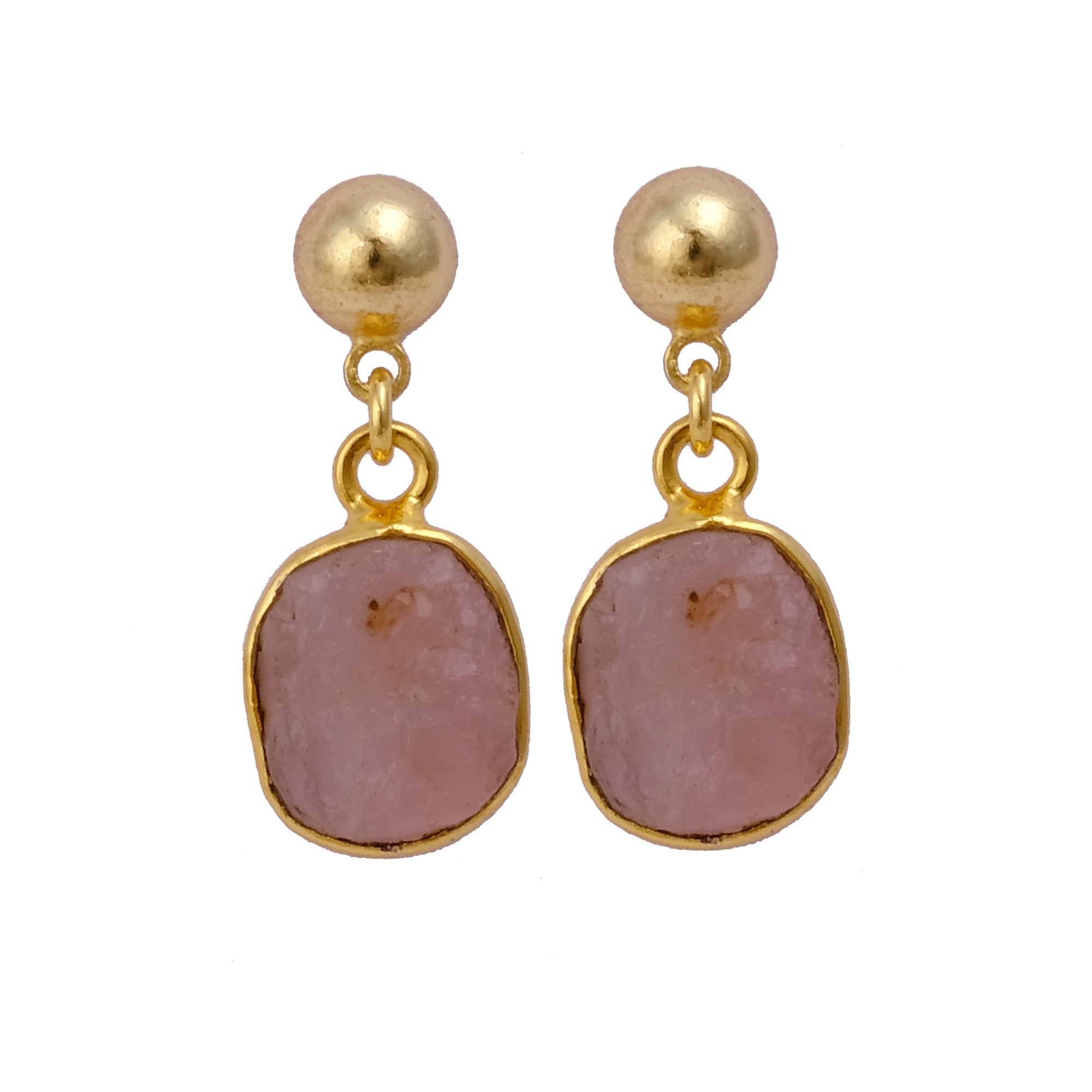Raw Ruby Earrings Handmade Gold Plated Dangle Earrings Natural Rough Stone Birthstone Jewelry