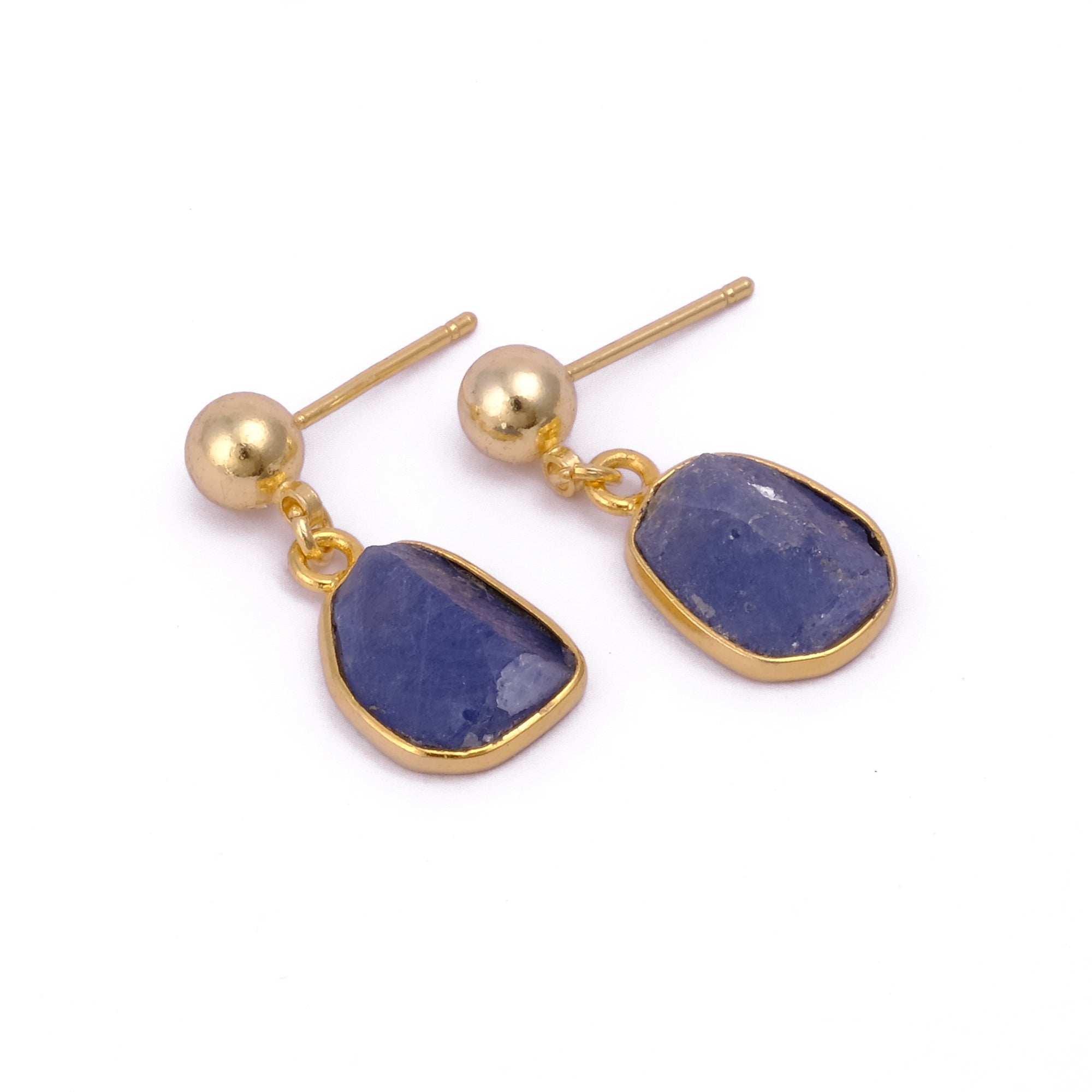 Raw Ruby Earrings Handmade Gold Plated Dangle Earrings Natural Rough Stone Birthstone Jewelry
