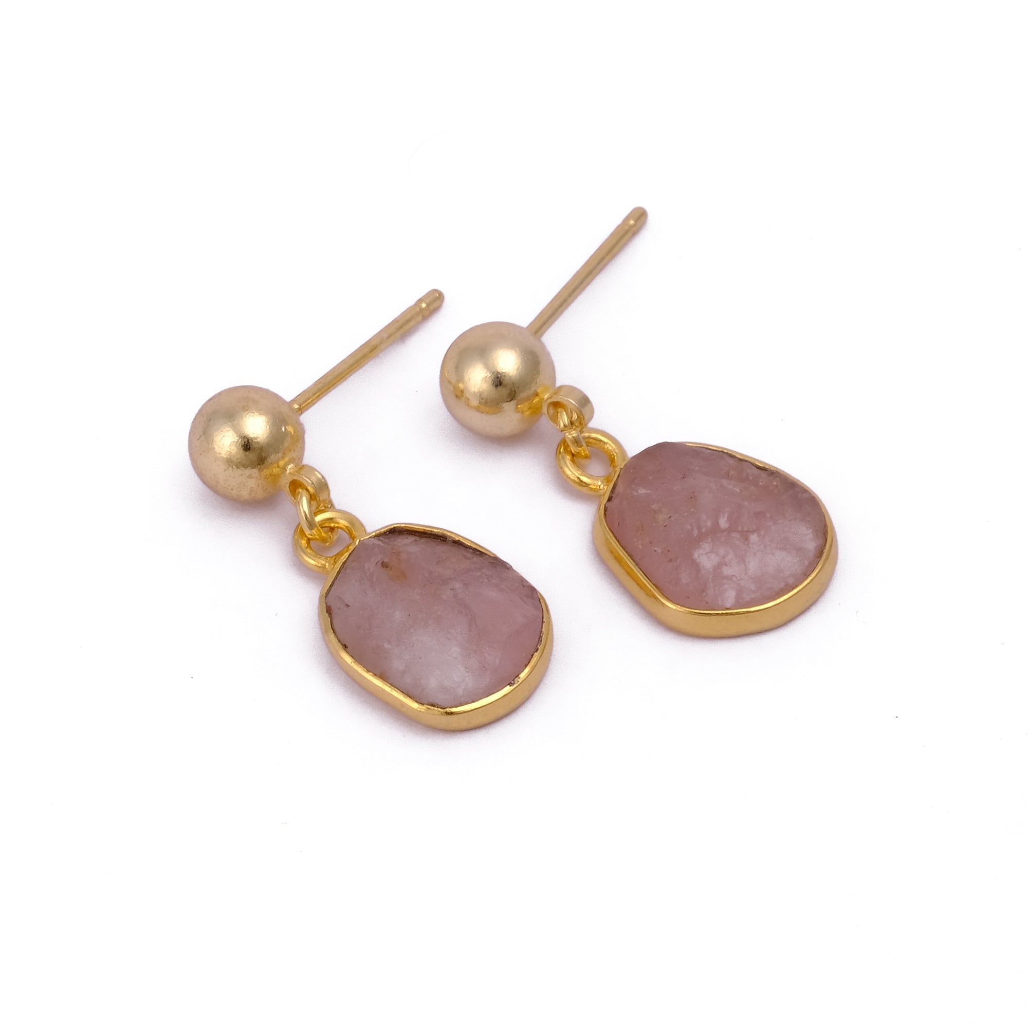 Raw Ruby Earrings Handmade Gold Plated Dangle Earrings Natural Rough Stone Birthstone Jewelry