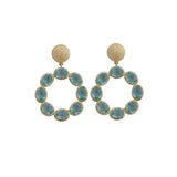 Swiss Blue Topaz Earrings Gold Plated Texture Stud Prong Setting Stud