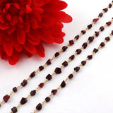 Raw Garnet Gemstone Uncut Shape Rosary Beads Chain