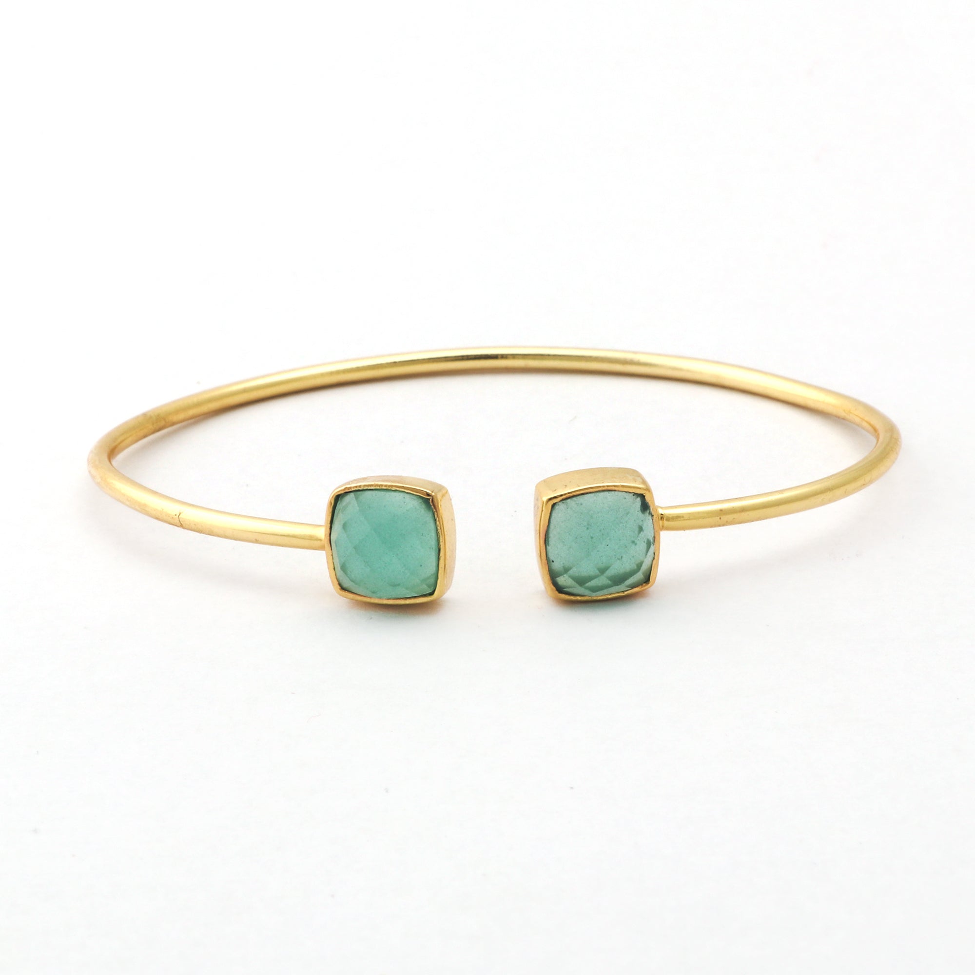 Black Onyx Bangle Double Stone Openable Cuff Style Gemstone Gold Plated Bangle