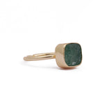 Raw Rough Strawberry Quartz Gemstone Rings, Gold Plated Collet Set Band Ring