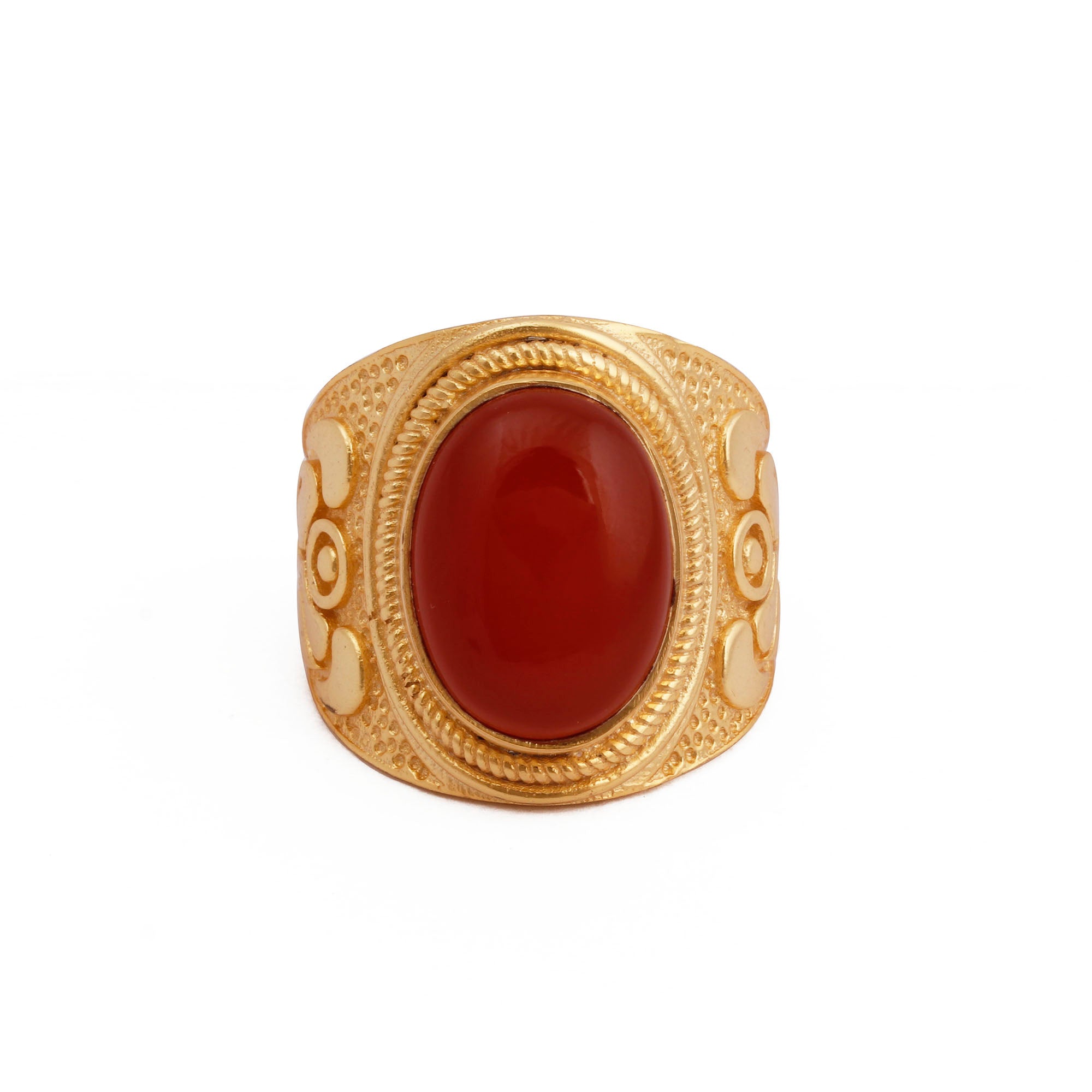 Gold Plated Filigree Labradorite Statement Ring - Elegant Handcrafted Jewelry