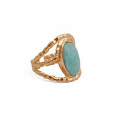 Amazonite Gemstone Ring Textured Gold Plated Ring Handmade Ring For Women