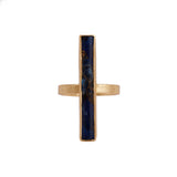 Blue Mohave Turquoise Ring Gold-Plated Vertical Bar Ring
