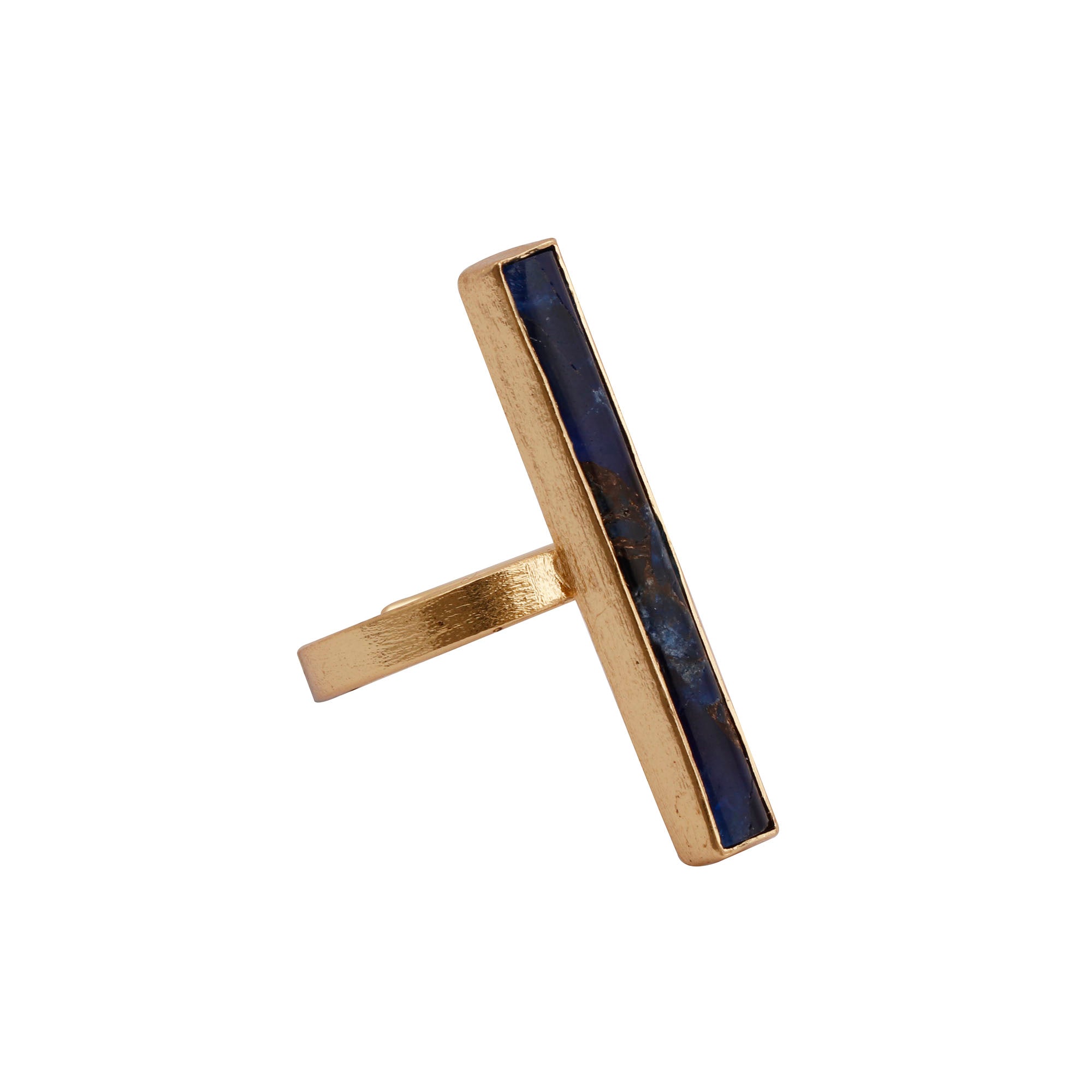 Blue Mohave Turquoise Ring Gold-Plated Vertical Bar Ring