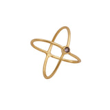 Crossover Ring Black Onyx Gemstone Ring Gold Plated Double Band Ring Amethyst