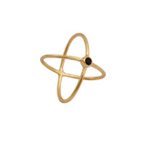 Crossover Ring Black Onyx Gemstone Ring Gold Plated Double Band Ring Black Onyx