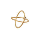 Crossover Ring Black Onyx Gemstone Ring Gold Plated Double Band Ring Cubic Zircon