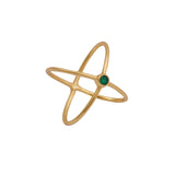 Crossover Ring Black Onyx Gemstone Ring Gold Plated Double Band Ring Green Onyx