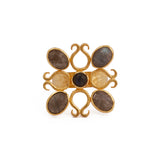 Labradorite Gemstones Ring Gold Plated Floral Design Statement Ring