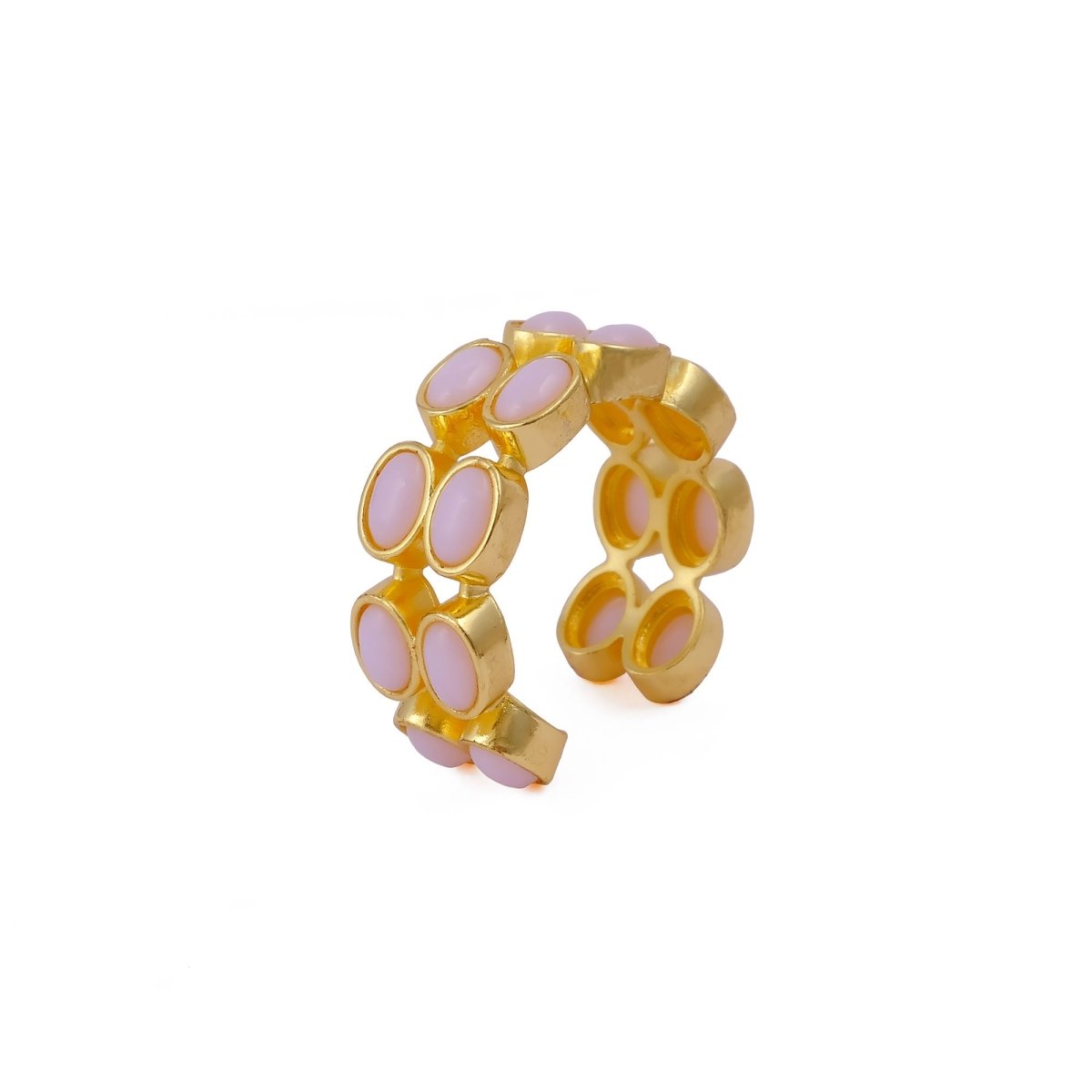 Adjustable Gold Plated Green Onyx Ring, Oval Shape Open Band Ring CR - 1028
