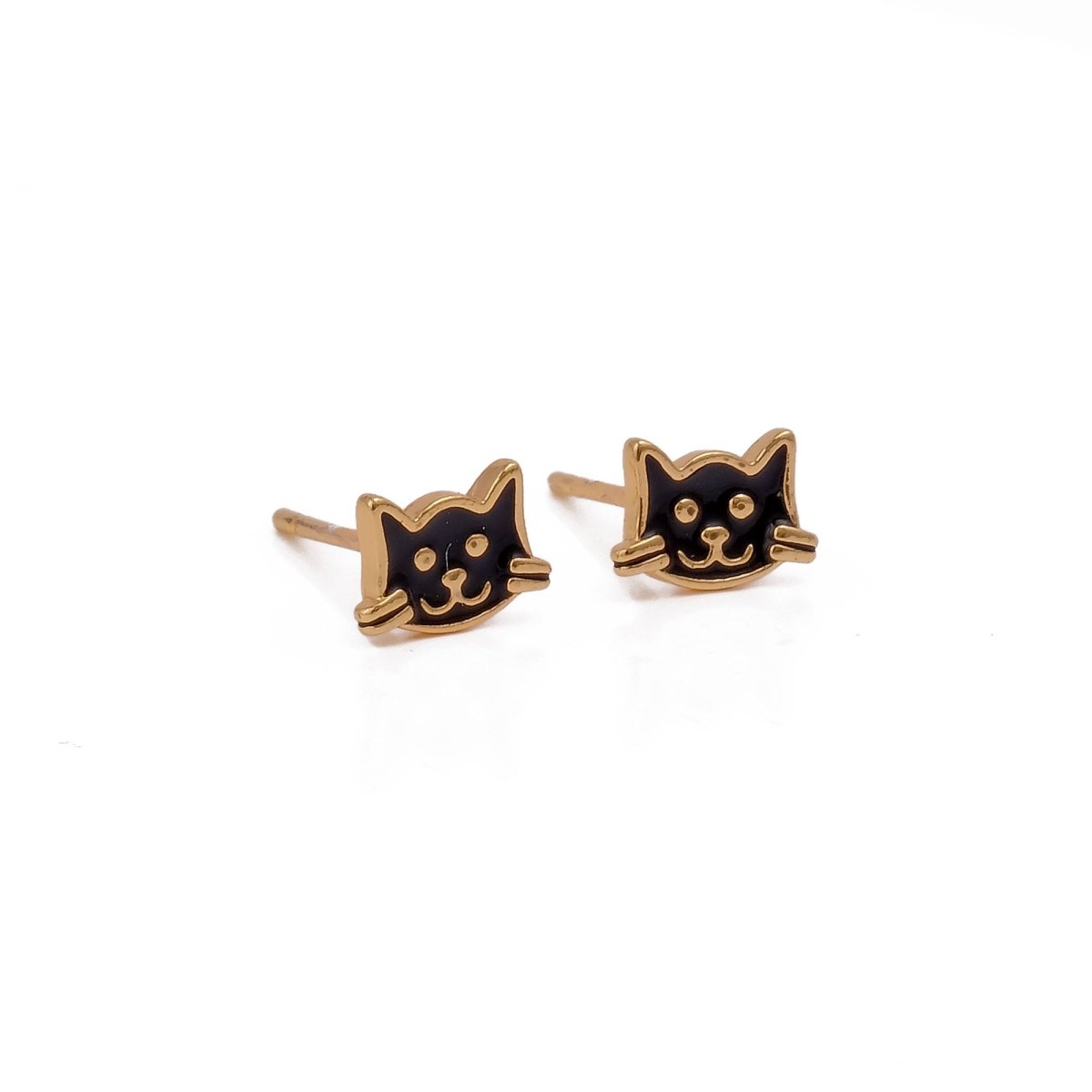 Adorable Cat Shaped Stud Gold Plated Earrings For Children