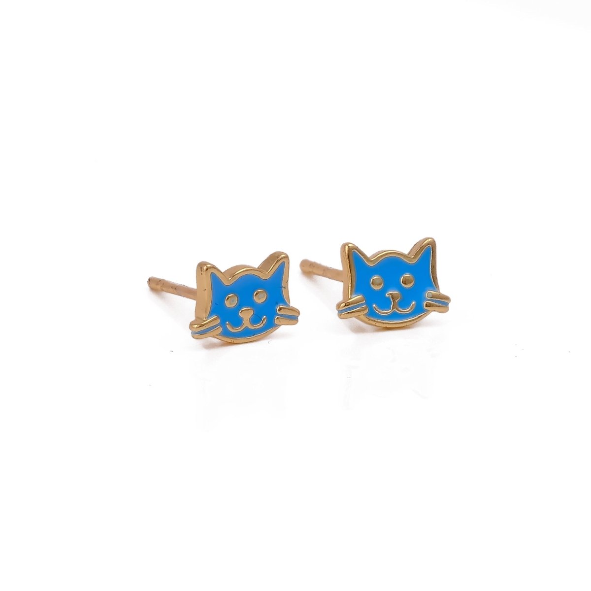 Adorable Cat Shaped Stud Gold Plated Earrings For Children