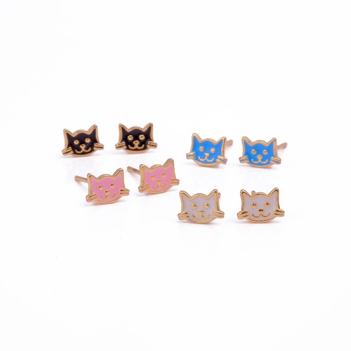 Adorable Cat Shaped Stud Gold Plated Earrings For Children
