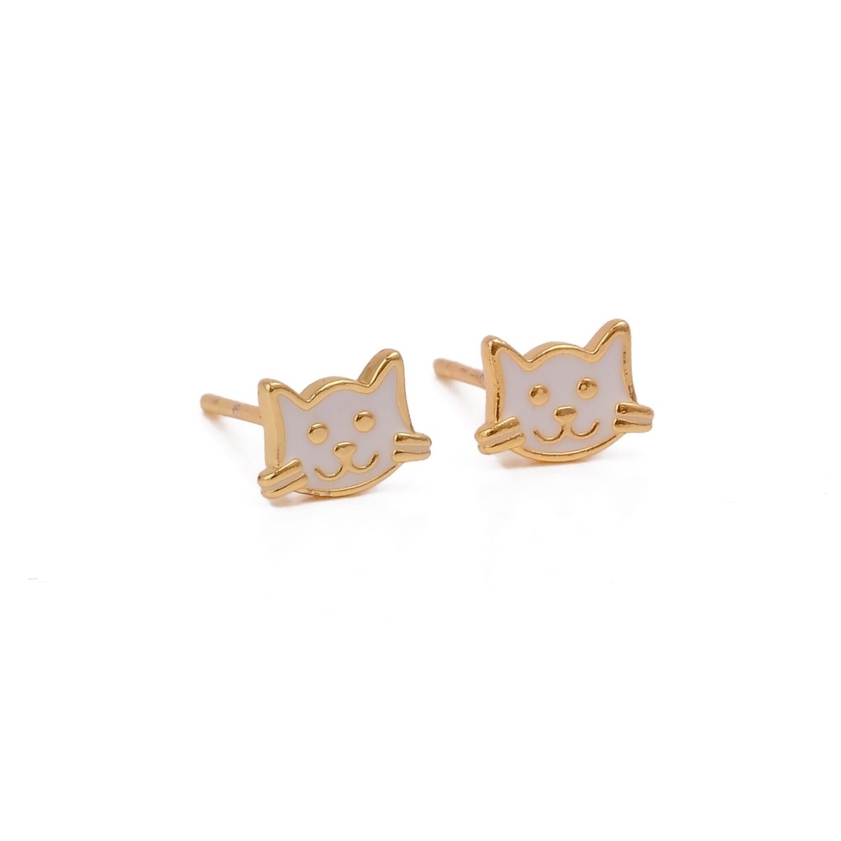 Adorable Cat Shaped Stud Gold Plated Earrings For Children